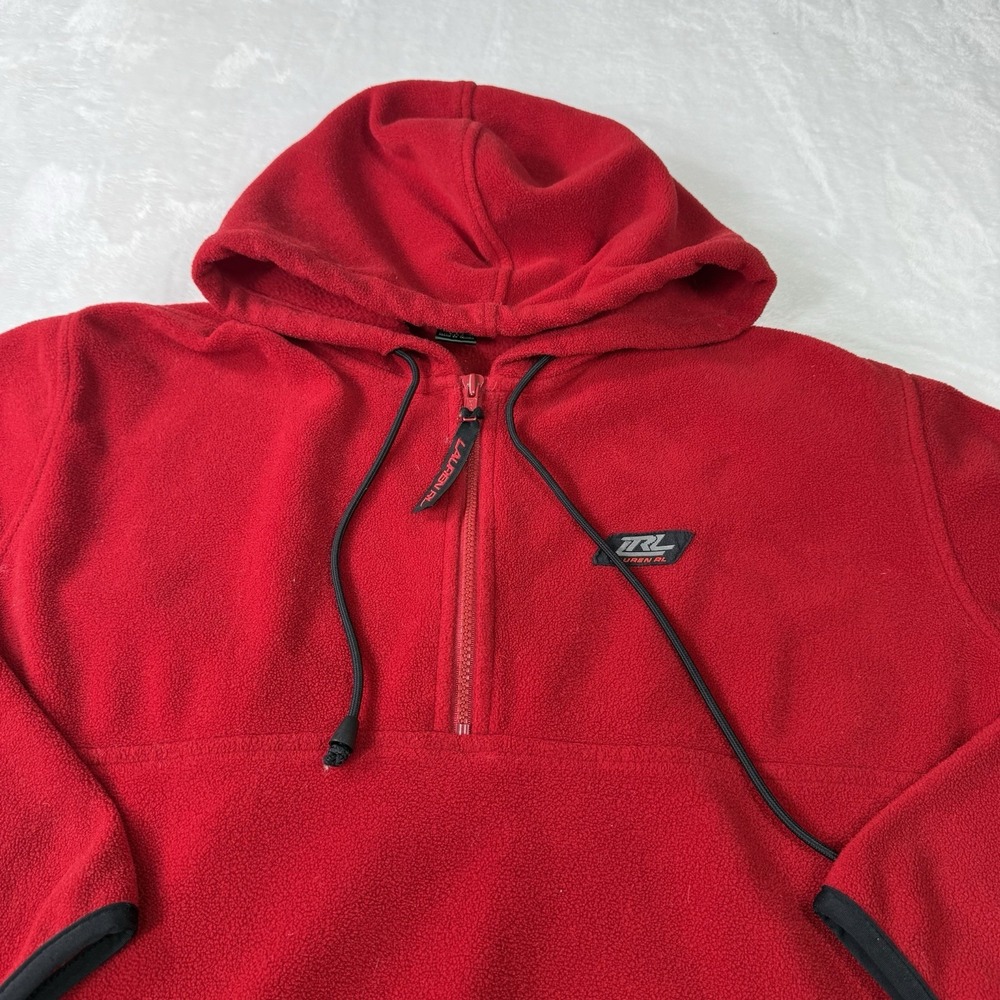 Lauren Ralph Lauren Hoodie 1/4 Zip Size Womens Medium Red Fleece Pullover